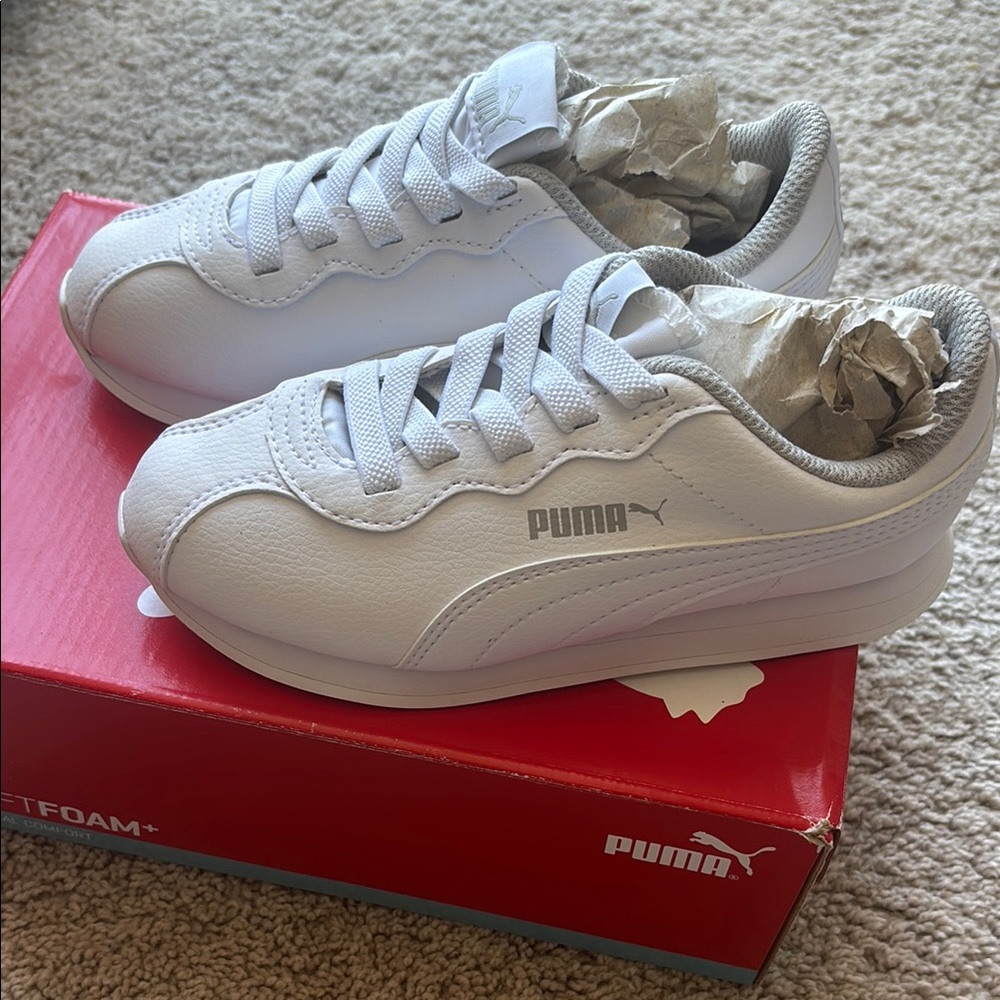 PUMA Kids White Sneakers | Size 13C | SoftFoam+ Comfort